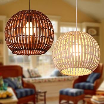 Rustic Round Bamboo Pendant Light