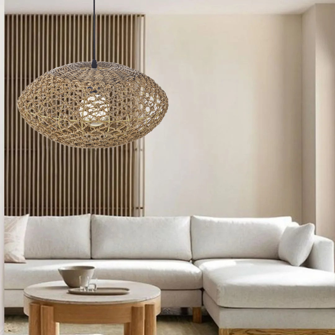 Natural Oval Wicker Pendant Light