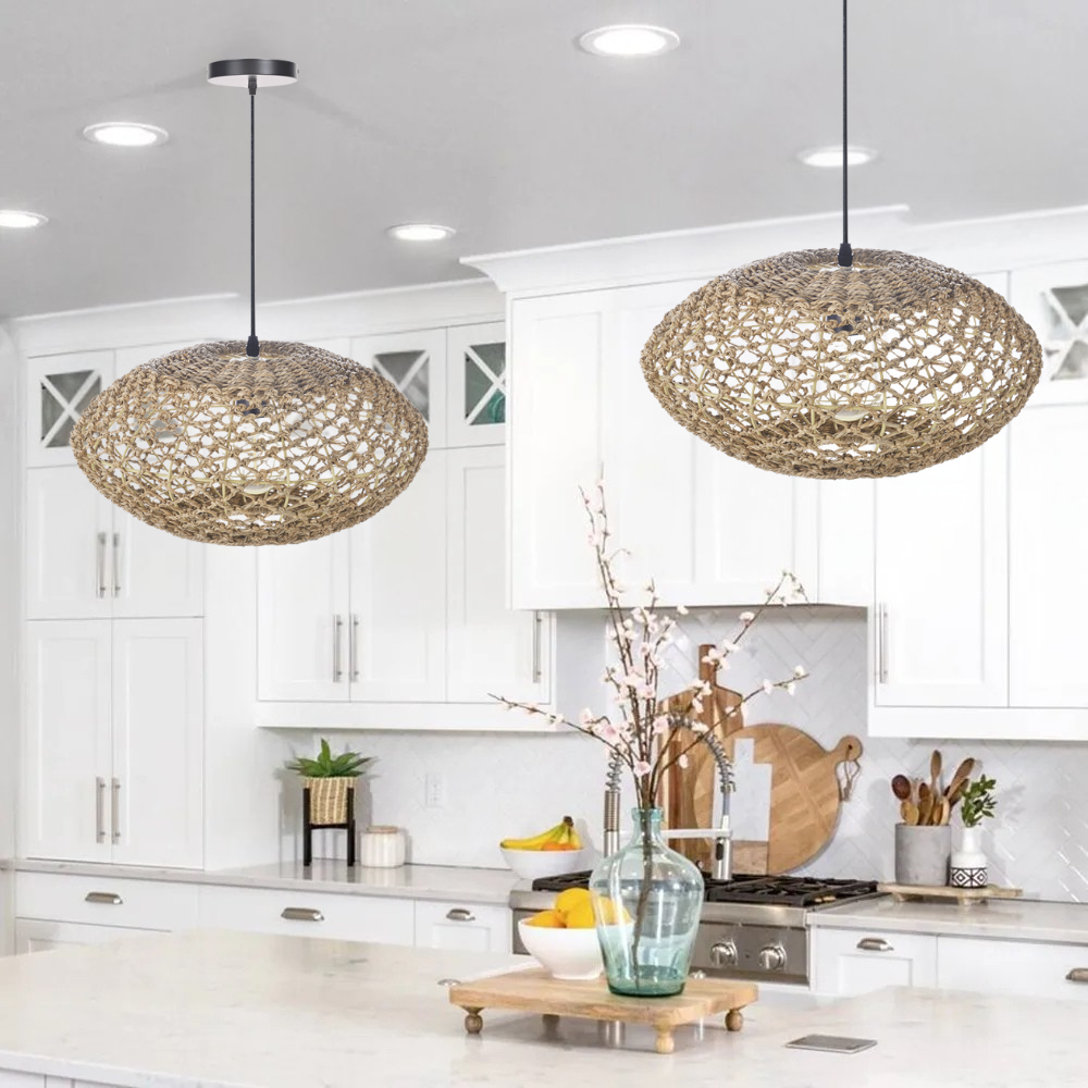 Natural Oval Wicker Pendant Light