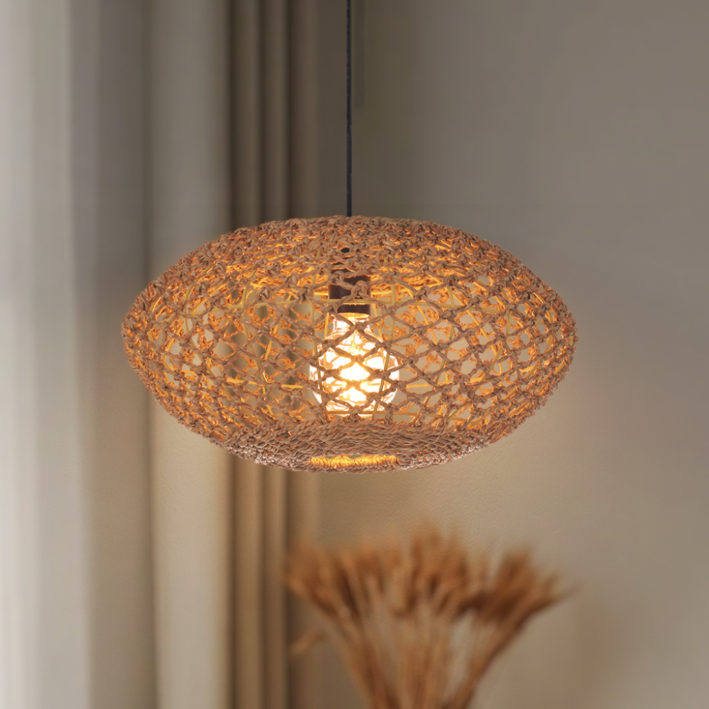 Natural Oval Wicker Pendant Light