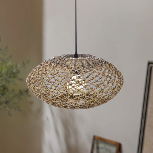 Natural Oval Wicker Pendant Light