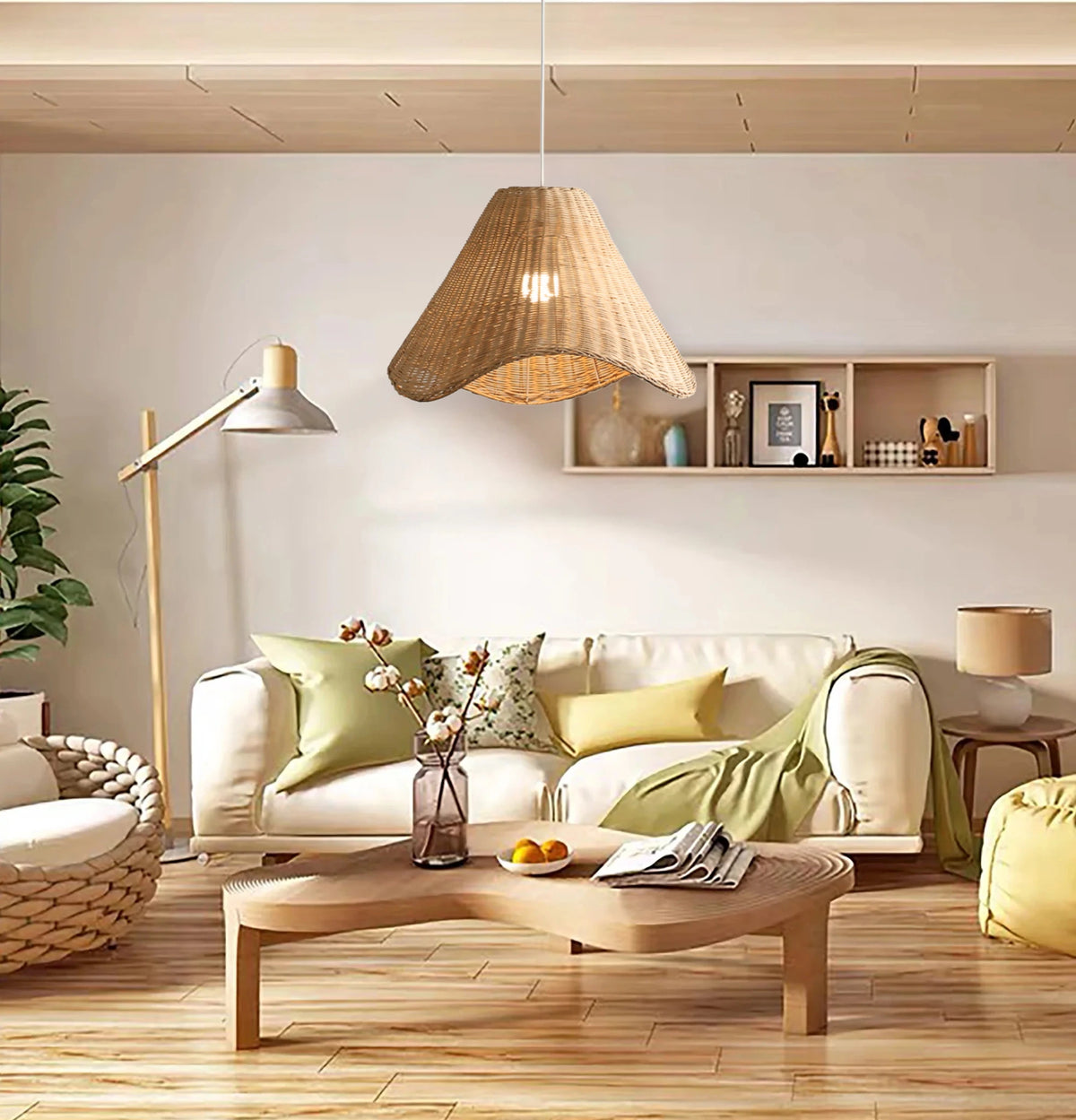 Sutton Knotted Small Rattan Pendant Light