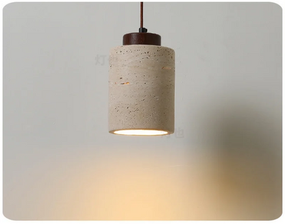 Arvo Wabi Sabi Cylinder Travertine Stone Pendant Light