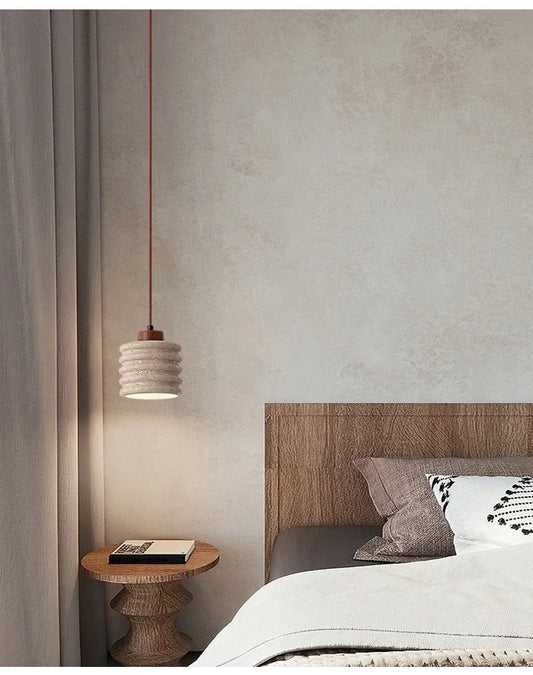 Komei Retro Wabi Sabi Travertine Stone Pendant Light