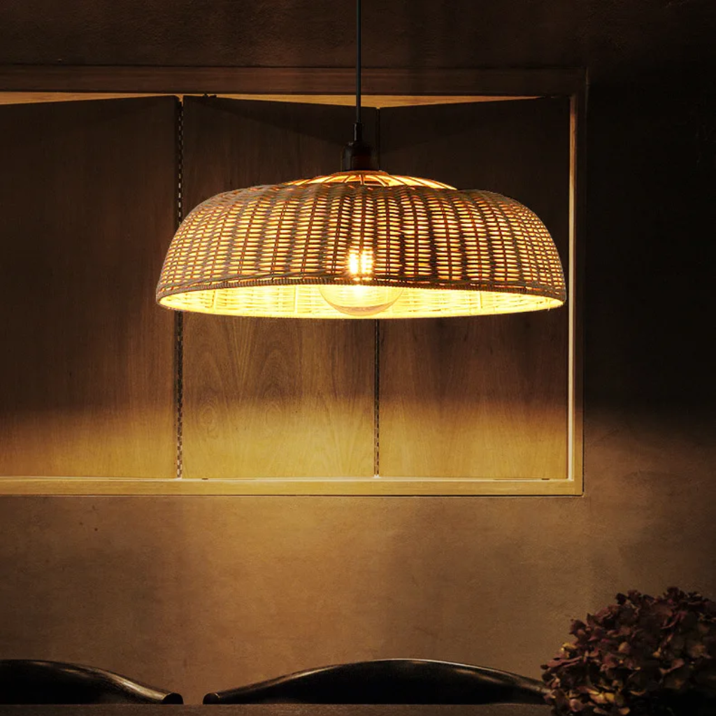 Woven Dome Rattan Pendant Light