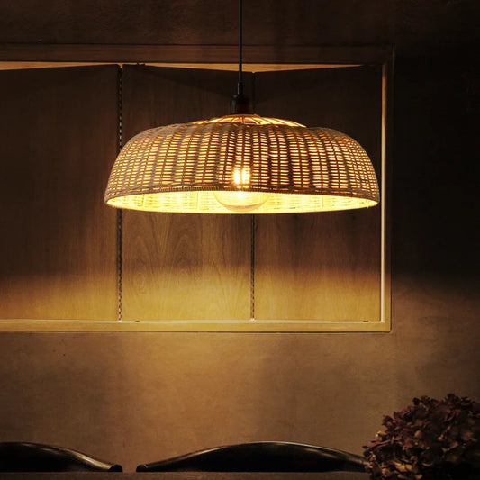 Chinesque Dome Woven Rattan Pendant Light