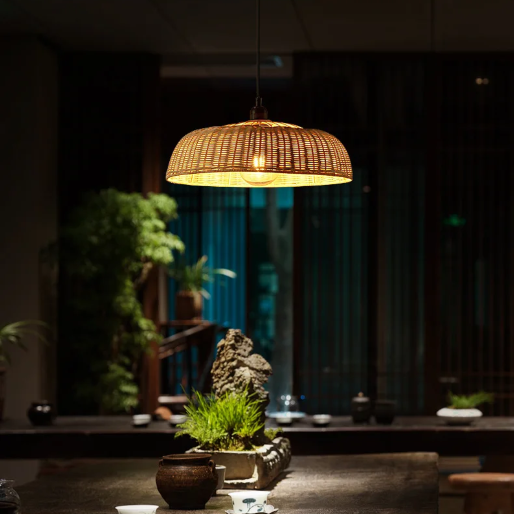 Woven Dome Rattan Pendant Light