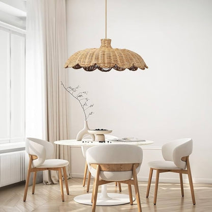 Stylish Scalloped Rattan Pendant Light