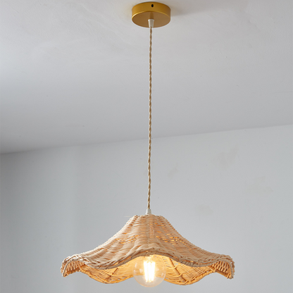 Boho Floral Rattan Pendant Light