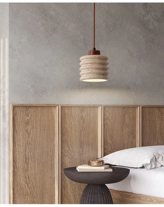 Komei Retro Wabi Sabi Travertine Stone Pendant Light