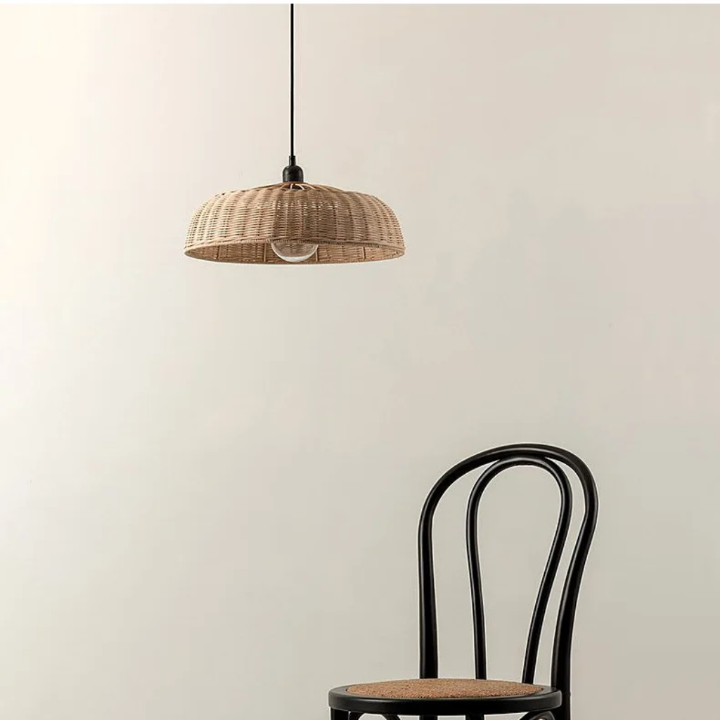 Woven Dome Rattan Pendant Light