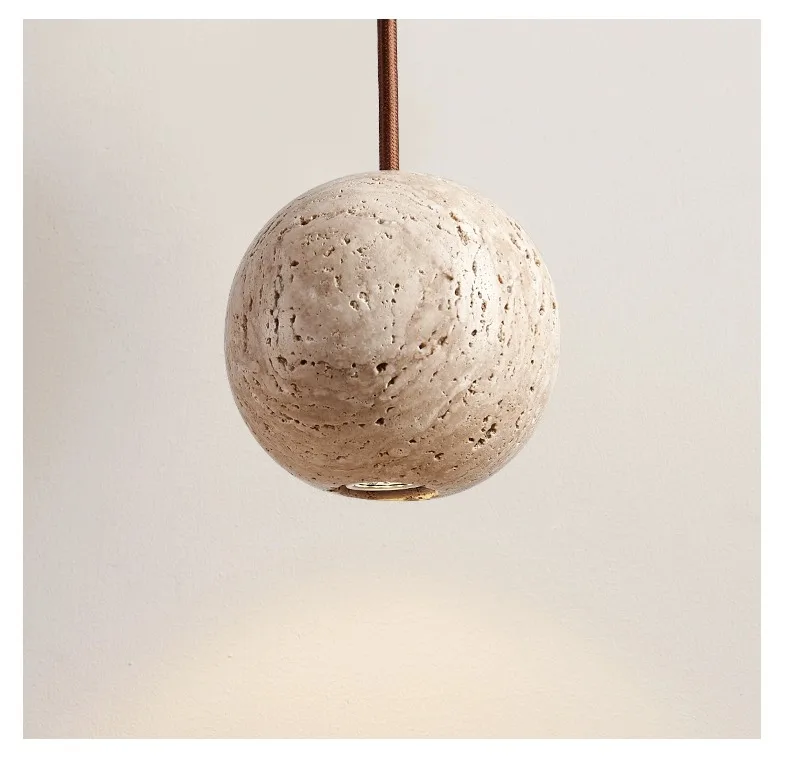 Fabien Wabi Sabi Globe Travertine Pendant Light