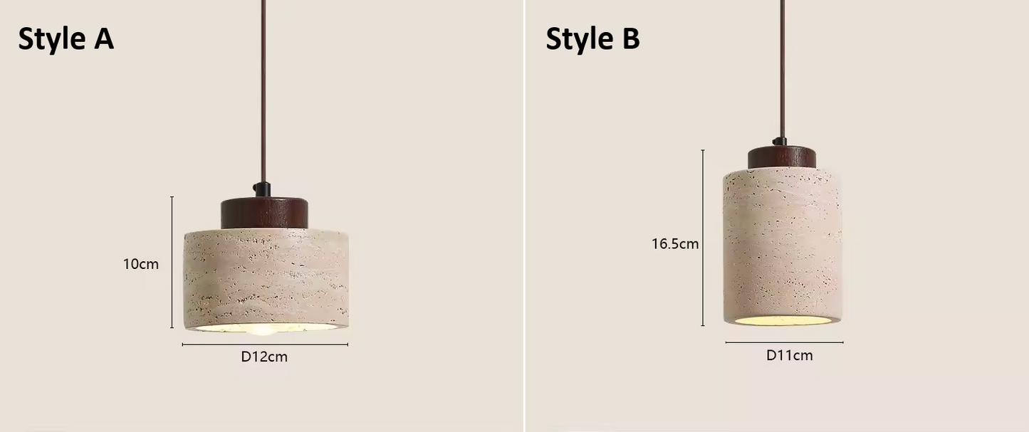 Arvo Wabi Sabi Cylinder Travertine Stone Pendant Light