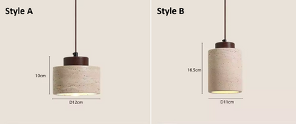 Arvo Wabi Sabi Cylinder Travertine Stone Pendant Light