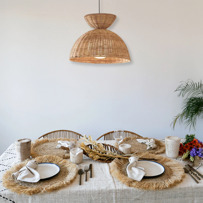 Round Woven Rattan Pendant Light