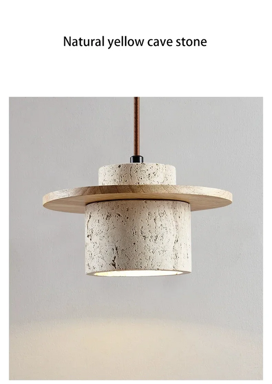Kanso Wabi Sabi Natural Yellow Cave Stone Pendant Light