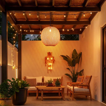 Lucy Woven Round Bamboo Pendant Light