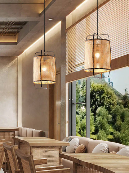 Rattan Cane Pendant Light - 10 Inches - 1 Light