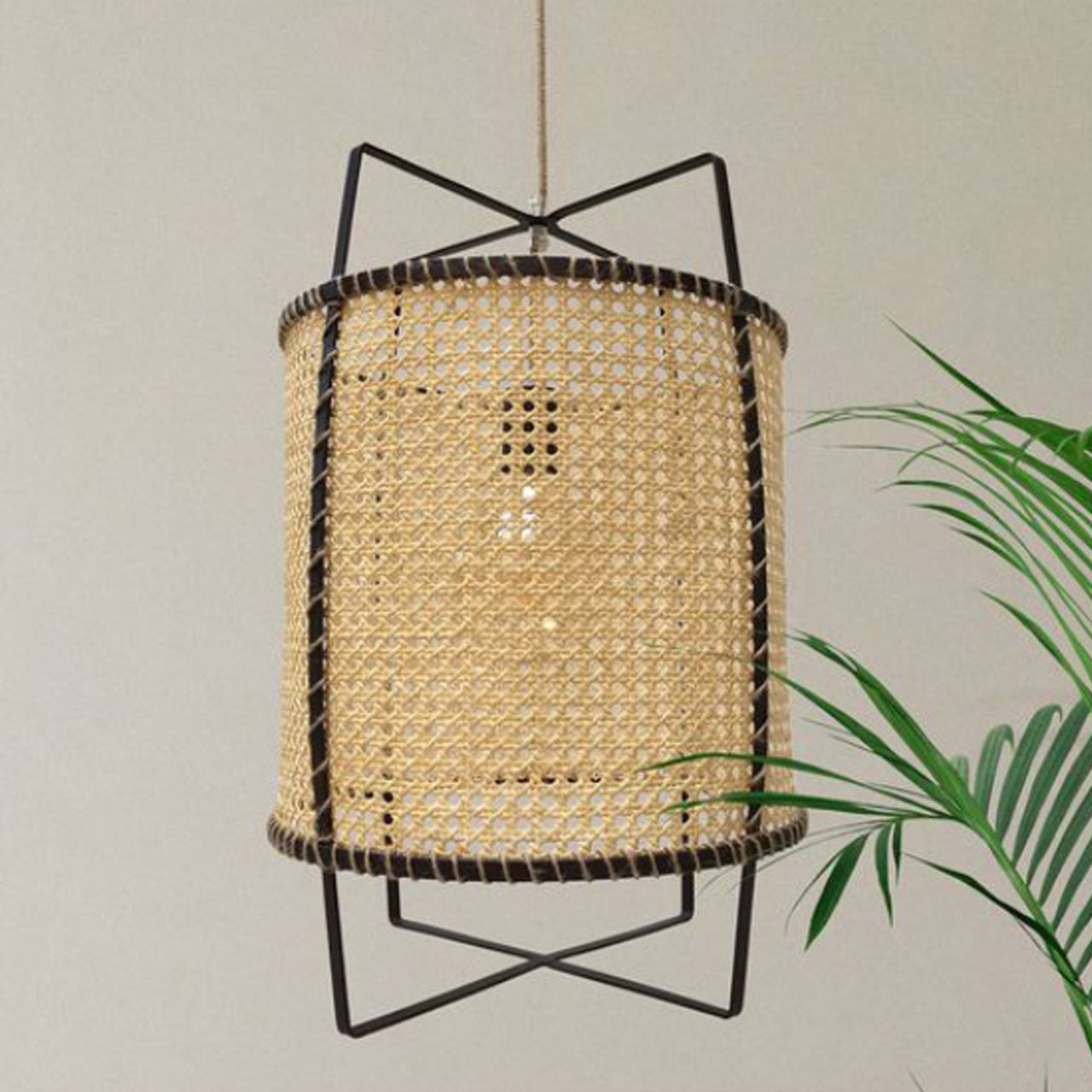 Rattan Cane Pendant Light - 10 Inches - 1 Light
