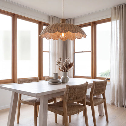 Alice Boho Scallop Rattan Pendant Light