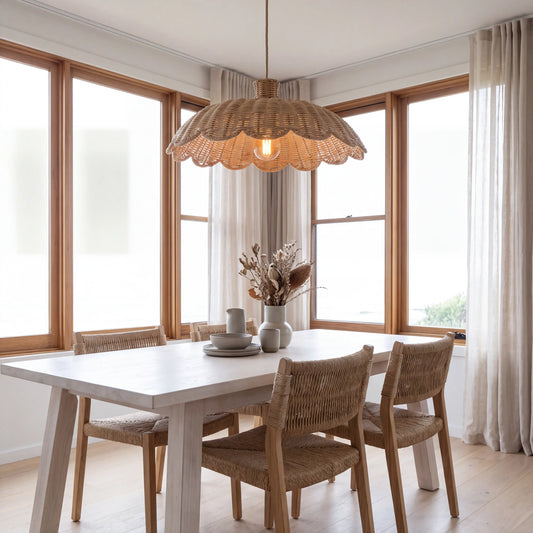 Alice Boho Scallop Rattan Pendant Light