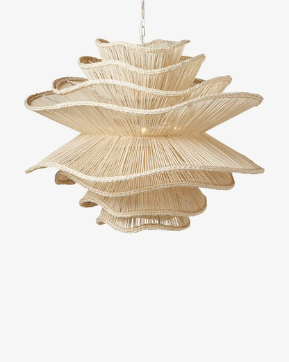 Alondra Rattan Wave Pendant Light – 5 Bulbs – Wavy Shade