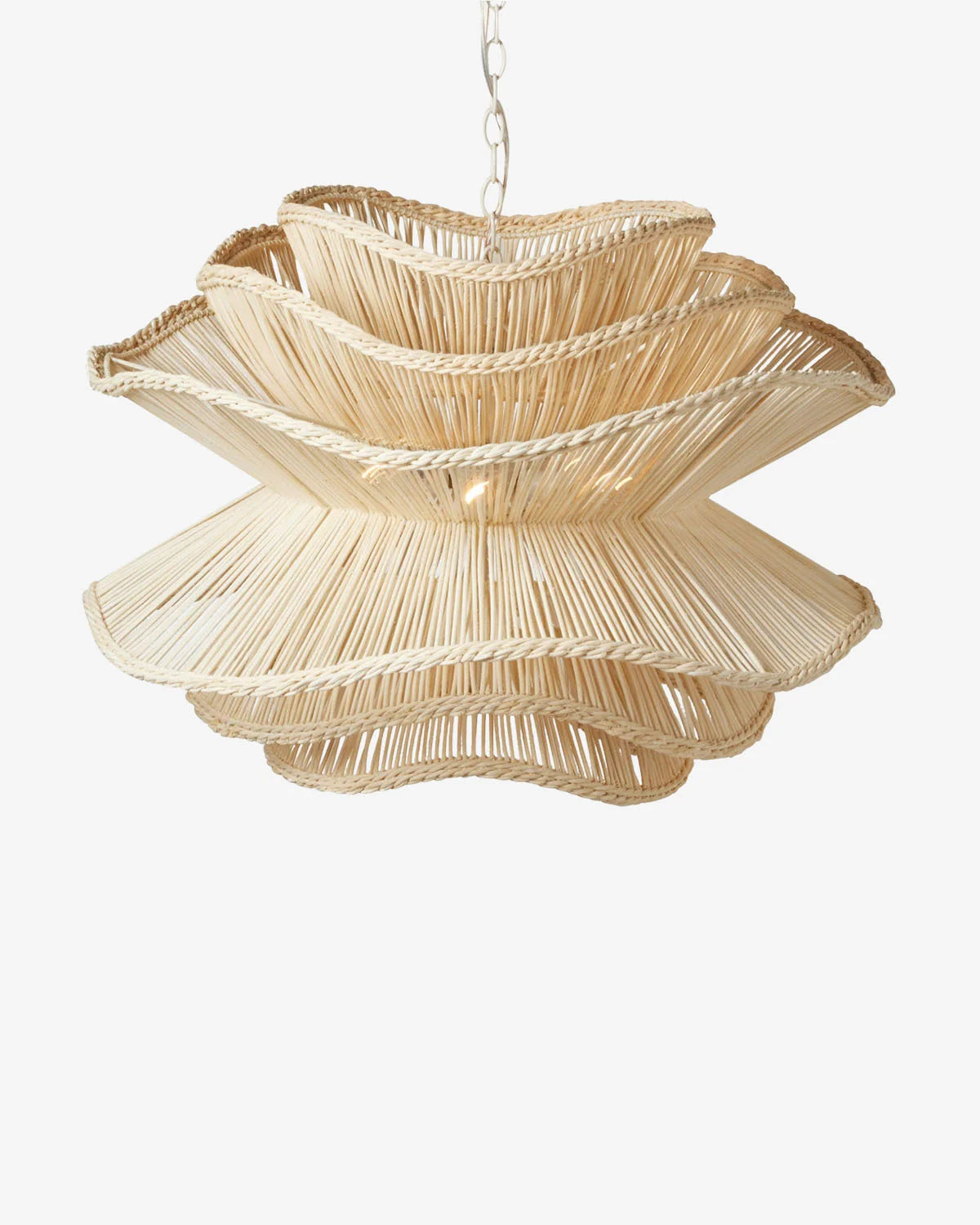 Alondra Rattan Wave Pendant Light – 5 Bulbs – Wavy Shade