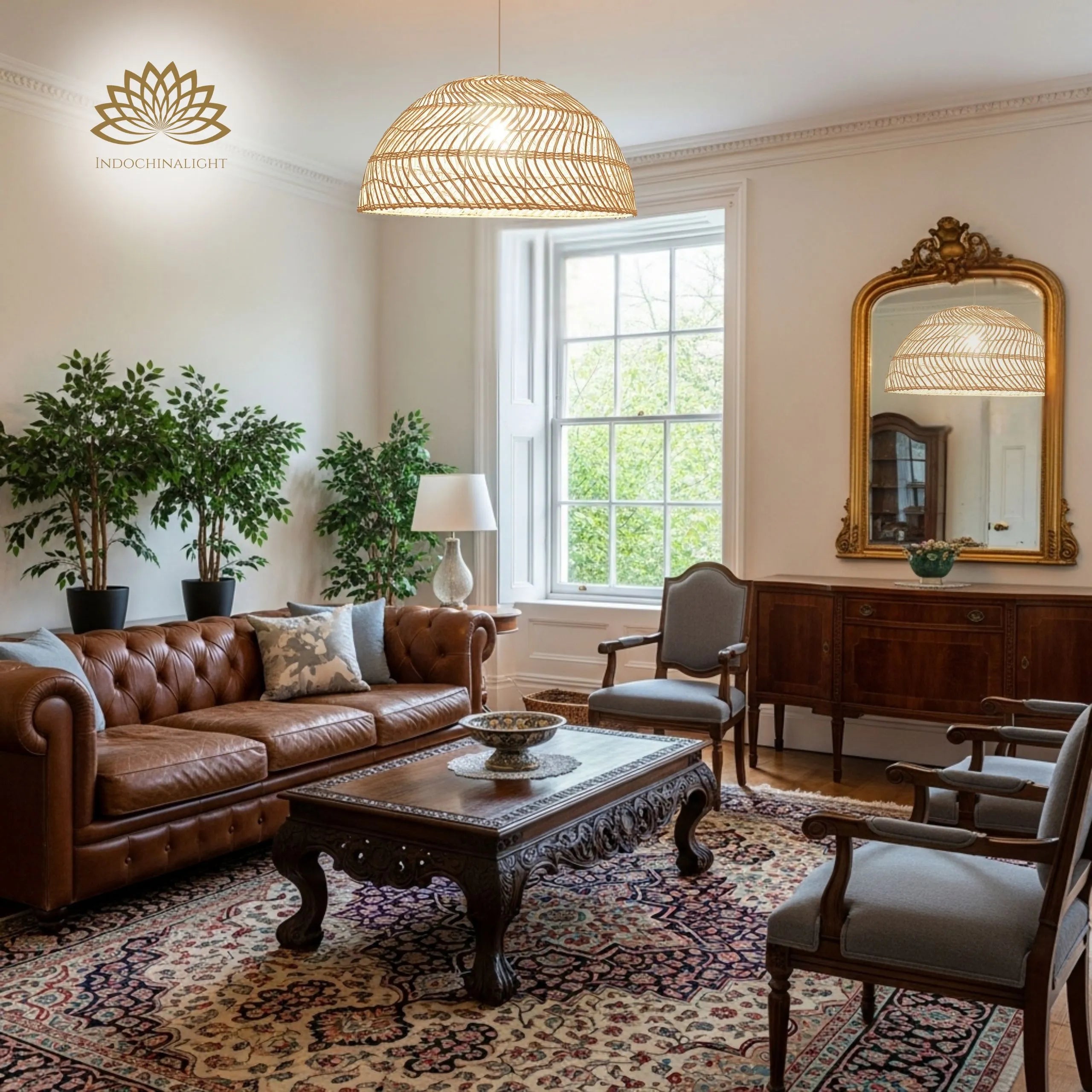 Archer Rattan Pendant Light modern living room