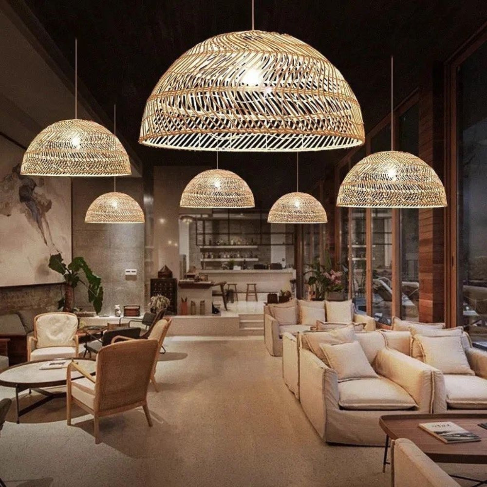 Archer Boho modern rattan dome lamps