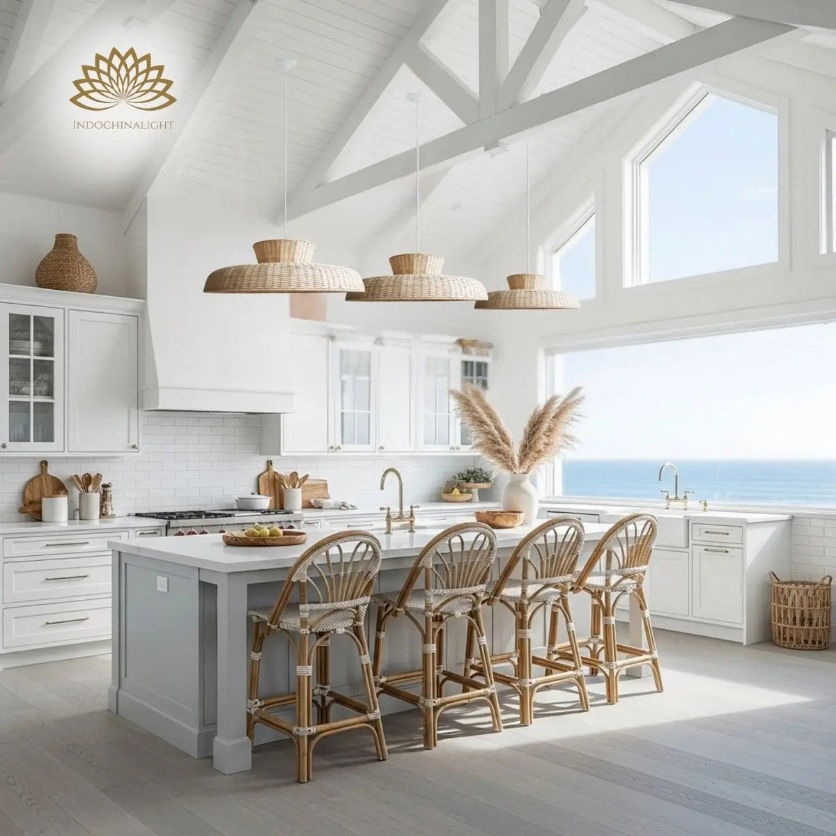 Balla Wicker Rattan Pendant Light for Kitchen (Kitchen Island)