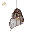 Shell Spiral Black Rattan Pendant Light