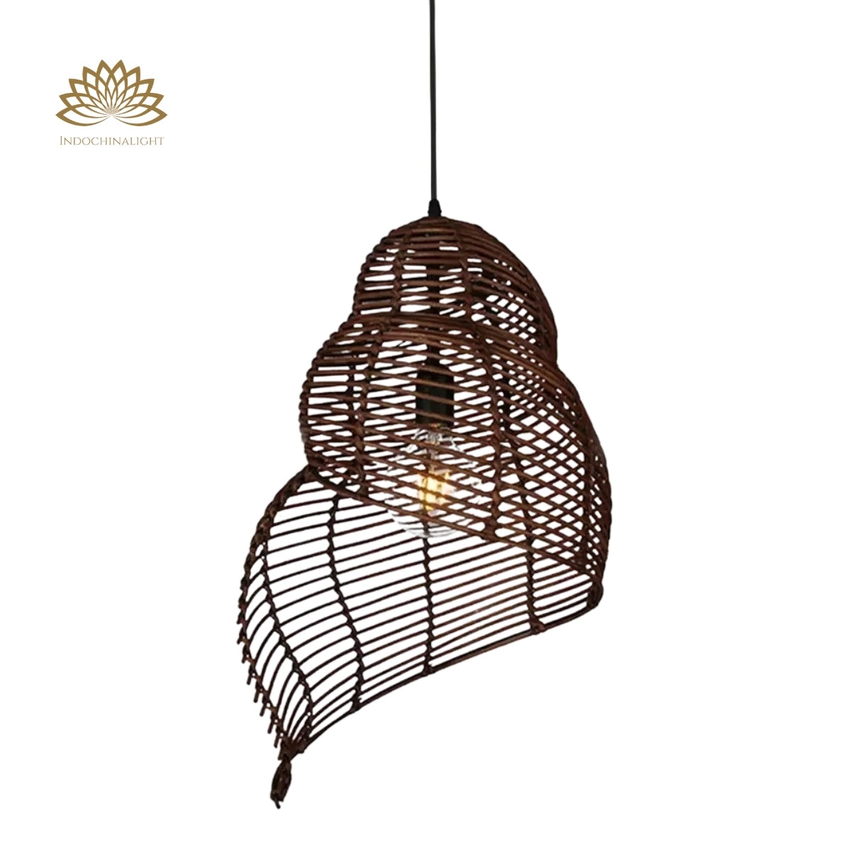black-shell-spiral-rattan-pendant-light