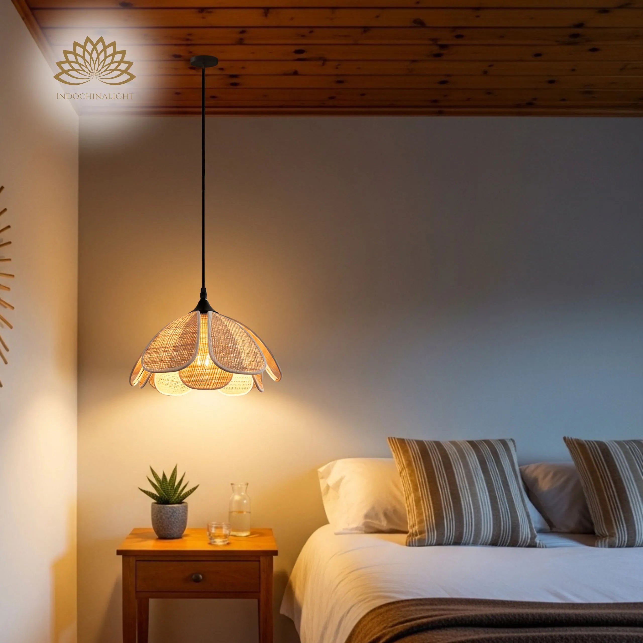 Bloom Rattan bedside Pendant Light