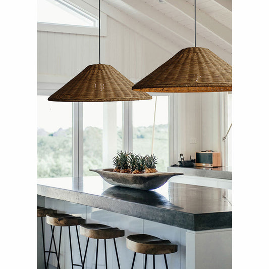 Carter Cone Woven Wicker Rattan Pendant Light Shade