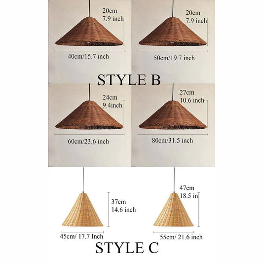 Carter Cone Woven Wicker Rattan Pendant Light Shade