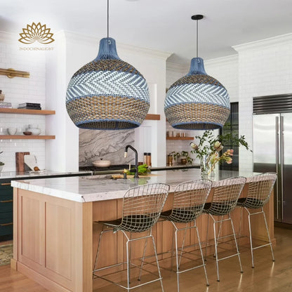 courtland-blue-rattan-pendant-light-over-kitchen-island