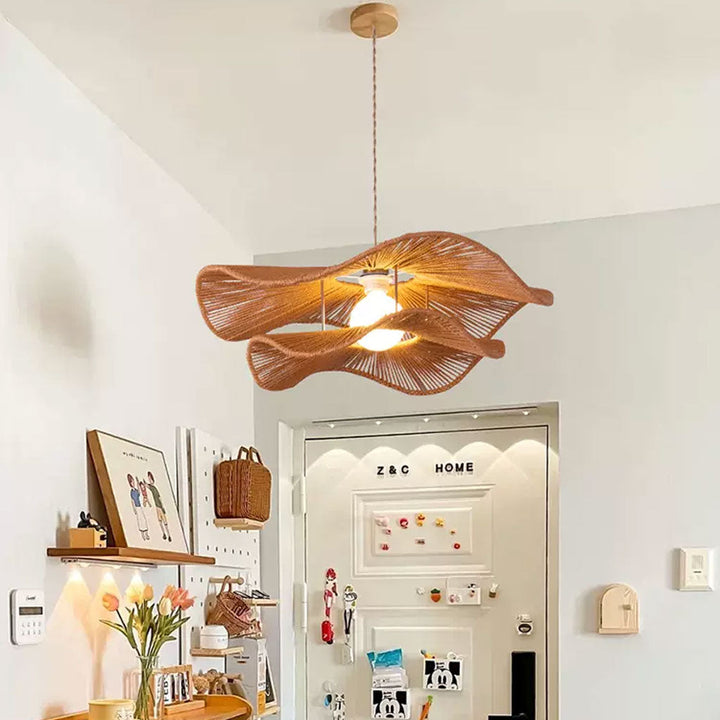 Double Layer Wavy Hemp Rope Pendant Lamp