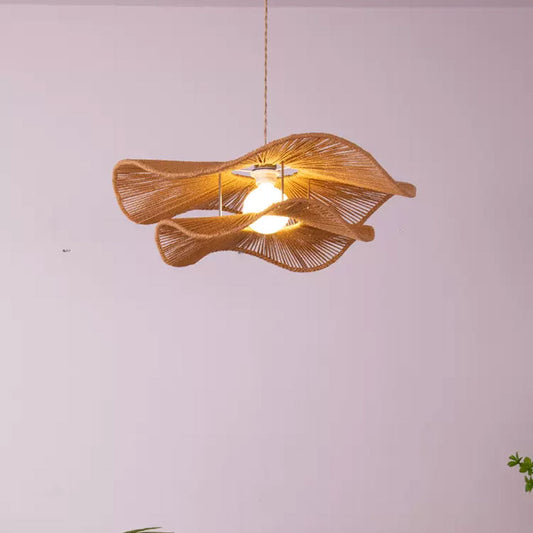 Double Layer Hemp Rope Wavy Pendant Lamp