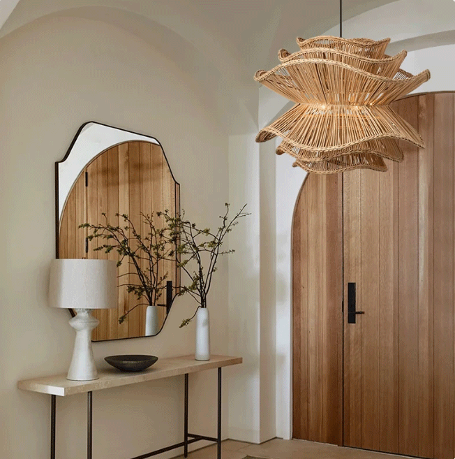 Made Goods Alondra Rattan Pendant Lamp entryway