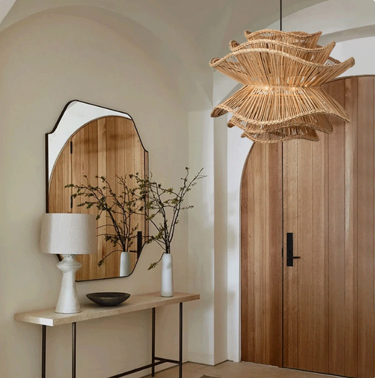 Made Goods Alondra Rattan Pendant Lamp entryway