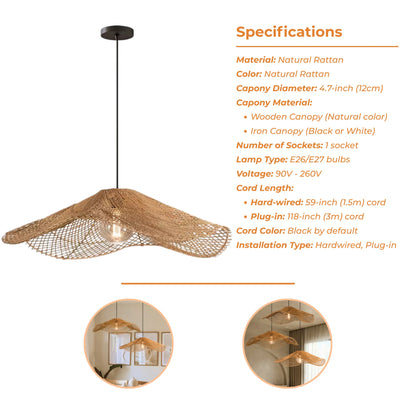 Chapeau Modern Rattan Ceiling Light