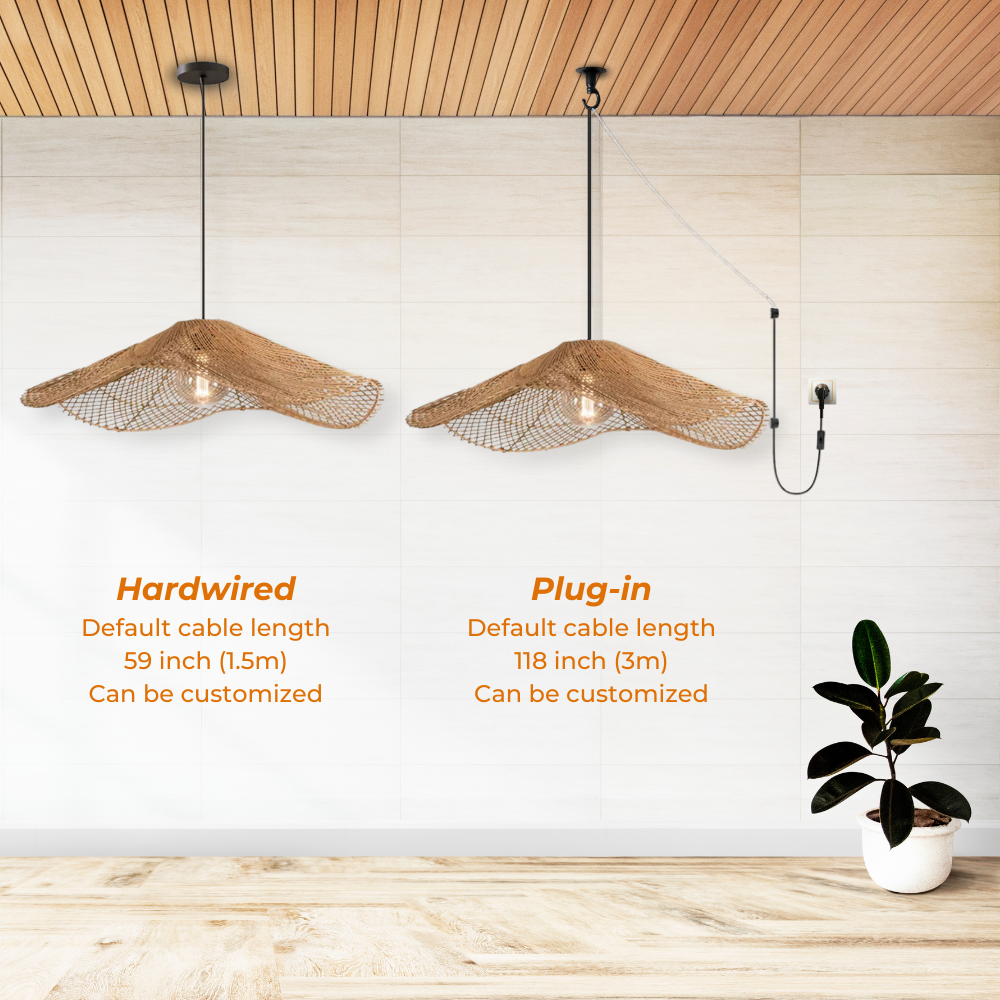 Modern Rattan Chapeau Ceiling Light Fixtures