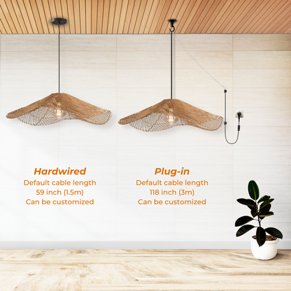 Modern Rattan Chapeau Ceiling Light Fixtures