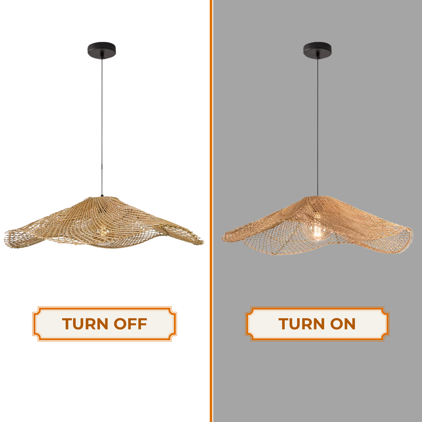 Modern Rattan Chapeau Ceiling Light Fixtures