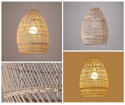 Set 4 Natural Rattan Chandelier Pendant Light Fixtures