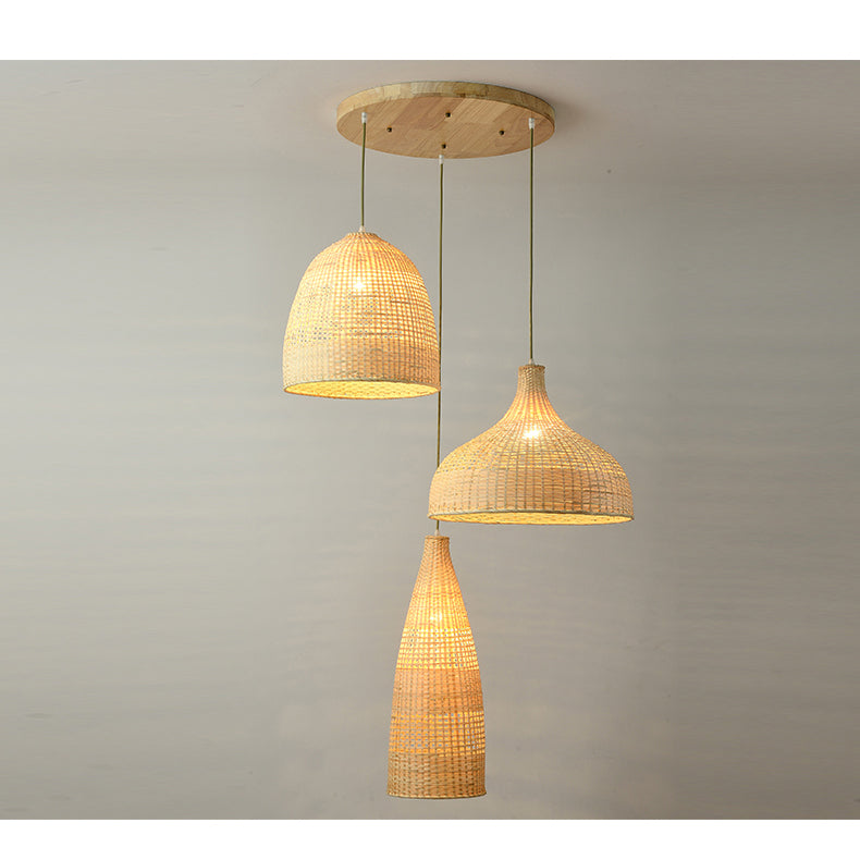 Set 3 Modern Rattan Cluster Pendant Light