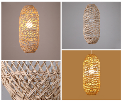 Set 4 Natural Rattan Chandelier Pendant Light Fixtures