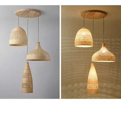 Set 3 Modern Rattan Cluster Pendant Light