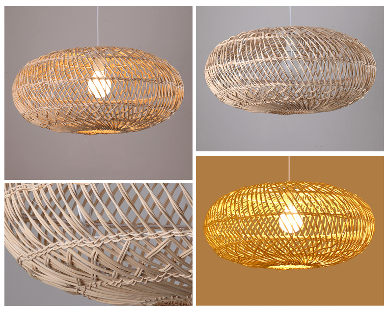 Set 4 Natural Rattan Chandelier Pendant Light Fixtures