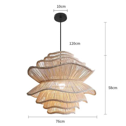 Alondra Rattan Wave Pendant Light – 5 Bulbs – Wavy Shade